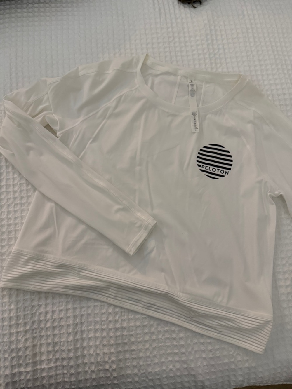 lululemon peloton - White Long Sleeve Top with Black Peloton Logo RARE